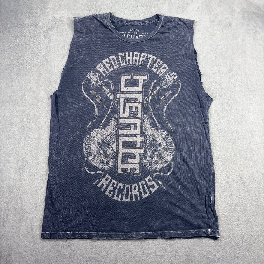 Red Chapter "Breathe/Music" Ambigram Tank Top Men's Large Distressed VTG Style